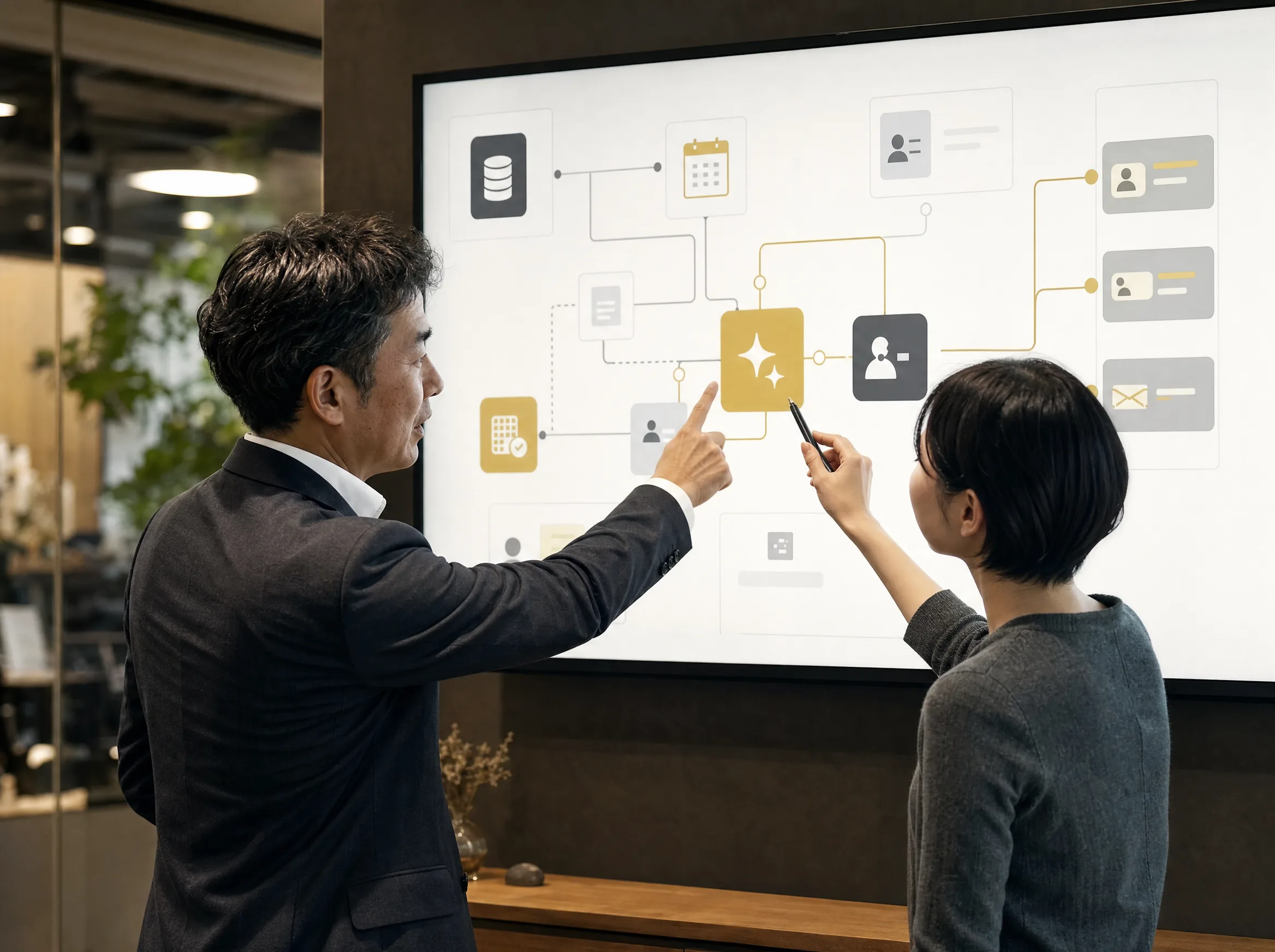 業務フローとAI活用を一緒に設計する様子