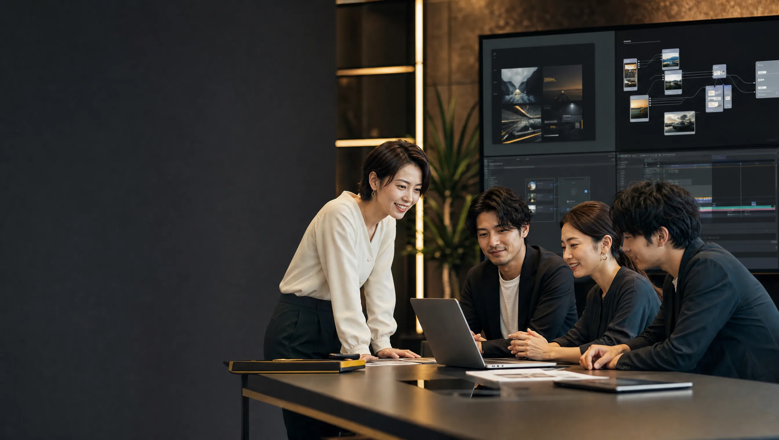 事業担当者とデジタル制作チームが打ち合わせをしている様子